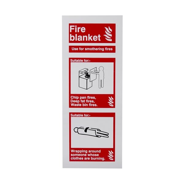 Portrait Rigid Plastic 200mm x 75mm Fire Blanket Sign