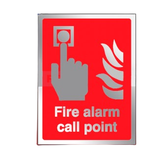 200mm X 125mm Prestige Fire Alarm Call Point Sign (Stainless Look)