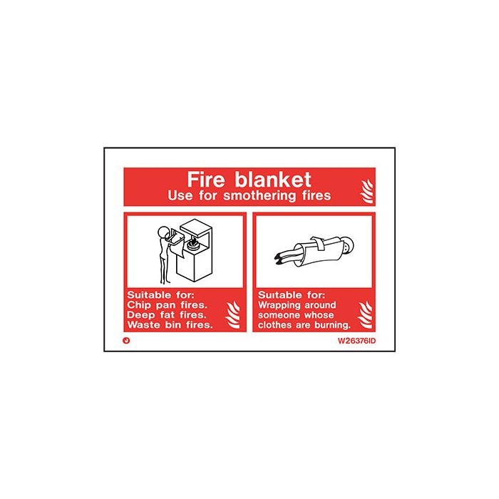 Landscape Rigid Plastic 100mm x 150mm Fire Blanket Sign