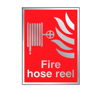 200mm X 125mm Prestige Fire Hose Reel Sign (Stainless Look)