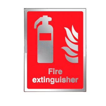 200mm X 125mm Prestige Fire Extinguisher Point Sign (Stainless Look)