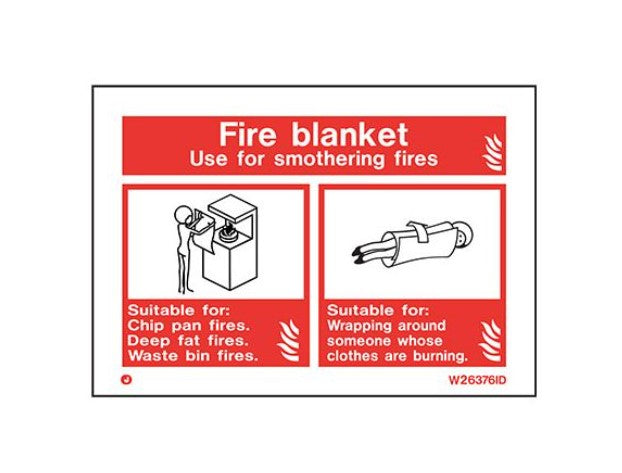 Landscape Self Adhesive 100mm x 150mm Fire Blanket Sign