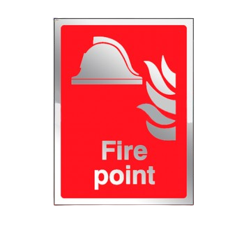200mm X 125mm Prestige Fire Point Sign (Stainless Look)