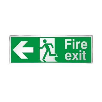 300mm X 100mm Prestige Fire Exit Left Sign (Stainless Look)