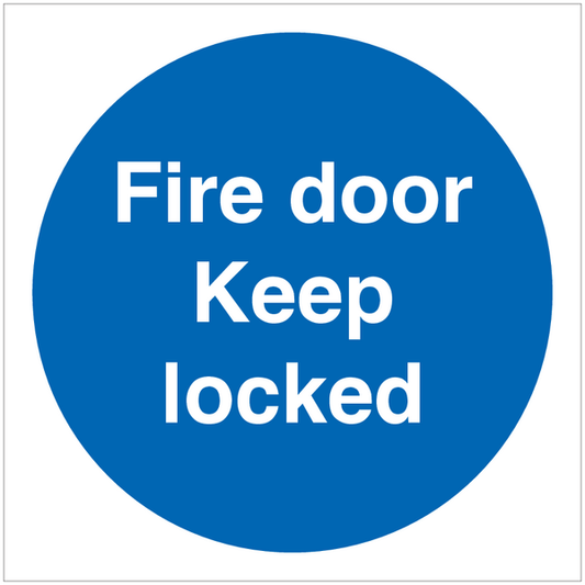 90mm X 90mm Rigid Plastic Fire Door Keep Locked Sign