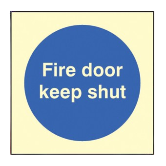 80mm X 80mm Photoluminescent Fire Door Keep Shut Sign