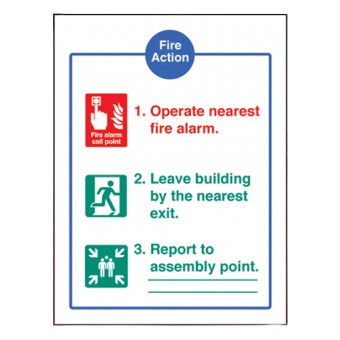 200mm X 150mm Rigid Plastic Standard Fire Action Sign