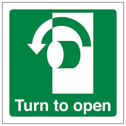 100mm X 100mm Self Adhesive Turn Left To Open Sign