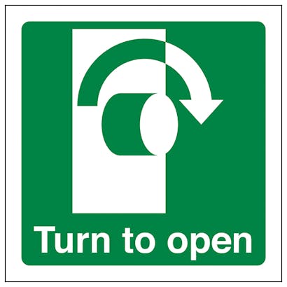 100mm X 100mm Self Adhesive Turn Right To Open Sign