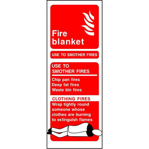 Portrait Photoluminescent 200 x 75mm Fire Blanket Sign