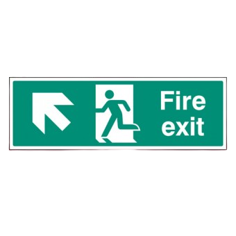 600mm X 200mm Rigid Fire Exit Ahead Left Sign