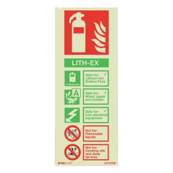 FireChief Portrait Photoluminescent 200 x 80mm Lith-Ex Fire Extinguisher Sign