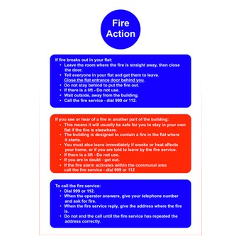A4 Rigid Plastic Stay Put Notice Fire Action Sign