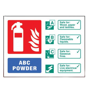Landscape Self Adhesive 100mm x 150mm ABC Dry Powder Fire Extinguisher Sign