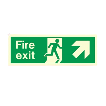 300mm X 100mm Photoluminescent Fire Exit Up Right Sign