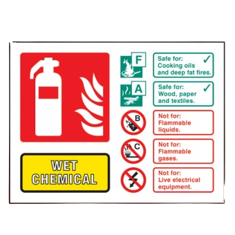 Landscape Self Adhesive 100mm x 150mm Wet Chemical Fire Extinguisher Sign