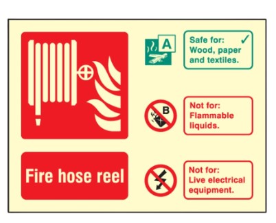 Landscape Photoluminescent 100mm x 150mm Fire Hose Reel Sign