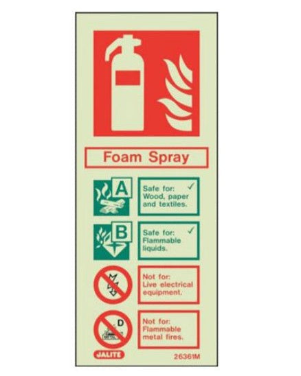 Portrait Photoluminescent 200 x 75mm AFFF Foam Fire Extinguisher Sign