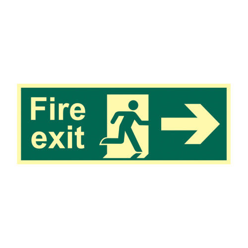 450mm X 150mm Photoluminescent Fire Exit Right Sign