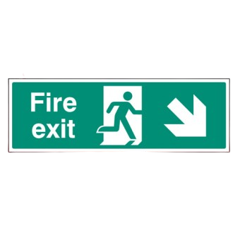 600mm X 200mm Rigid Fire Exit Down Right Sign