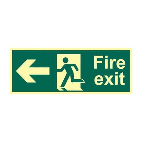 450mm X 150mm Photoluminescent Fire Exit Left Sign