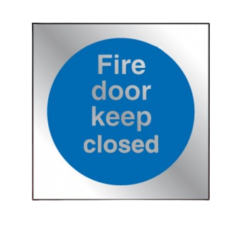 90mm X 90mm Prestige Fire Door Keep Closed (Silver)