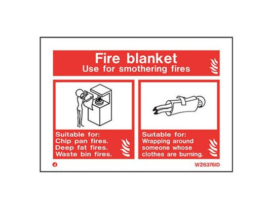 Landscape Self Adhesive 100mm x 150mm Fire Blanket Sign