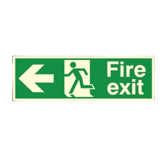 300mm X 100mm Photoluminescent Fire Exit Left Sign