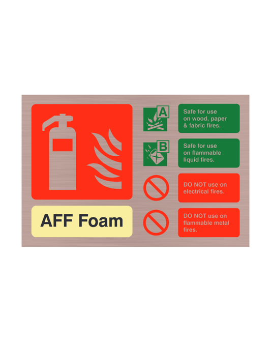 Brushed Antique Copper Landscape 100mm x 150mm AFFF Foam Fire Extinguisher Sign