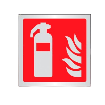 100mm X 100mm Prestige Fire Extinguisher Sign (Stainless Look)