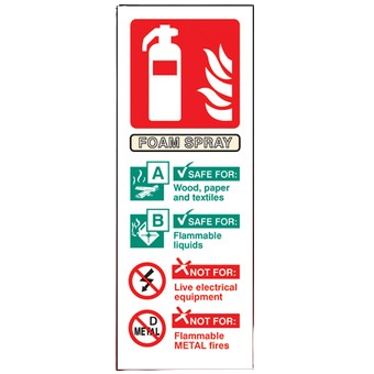 Portrait Self Adhesive 200 x 75mm AFFF Foam Fire Extinguisher Sign
