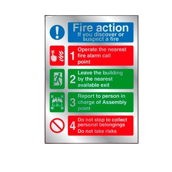 Fire Sign Pro 200mm X 150mm Prestige Fire Action Sign – Calson Safety Shop