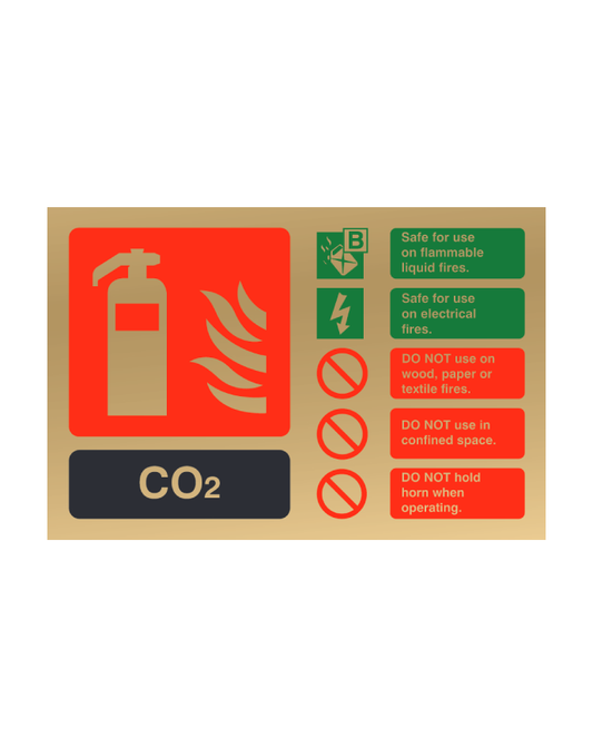 Polished Gold Landscape 100mm x 150mm Co2 Fire Extinguisher Sign