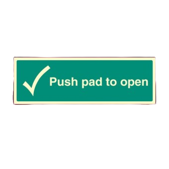 450mm X 150mm Photoluminescent Push Pad To Open Sign 1