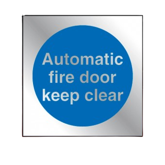 90mm X 90mm Prestige Automatic Fire Door Keep Clear (Silver)