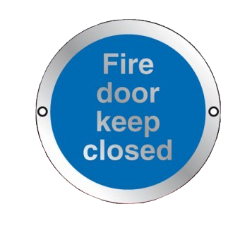 80mm X 80mm Prestige Anodized Aluminium Fire Door Keep Closed (Silver)