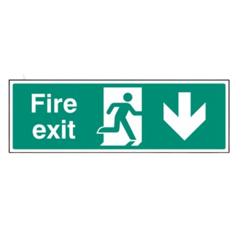 600mm X 200mm Rigid Plastic Fire Exit Down Sign