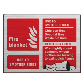 Prestige Landscape 100mm x 150mm Fire Blanket Sign (Stainless Look)