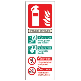 Portrait Rigid Plastic 200mm x 75mm AFFF Foam Fire Extinguisher Sign