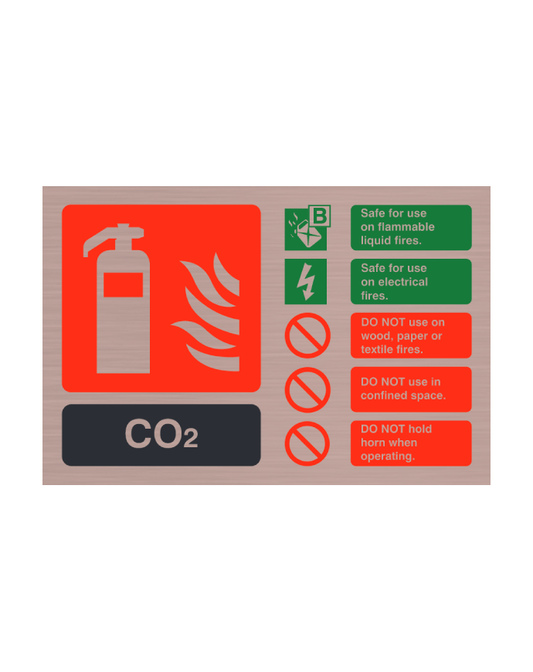 Brushed Antique Copper Landscape 100mm x 150mm Co2 Fire Extinguisher Sign