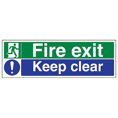 300mm X 100mm Photoluminescent Fire Exit Keep Clear Sign