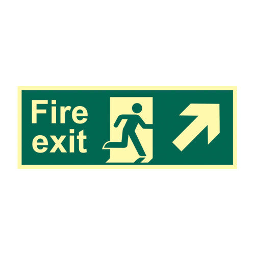 450mm X 150mm Photoluminescent Fire Exit Ahead Right Sign