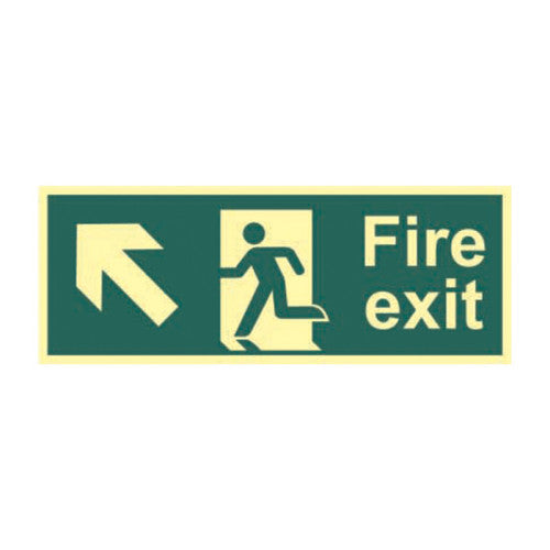 450mm X 150mm Photoluminescent Fire Exit Ahead Left Sign
