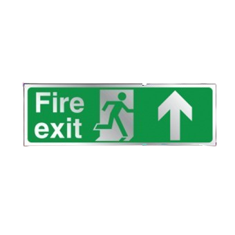 300mm X 100mm Prestige Fire Exit Ahead Sign (Stainless Look)