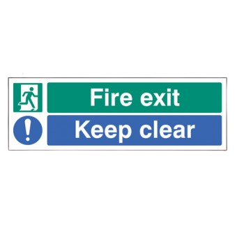 450mm X 150mm Rigid Fire Exit Keep Clear Sign