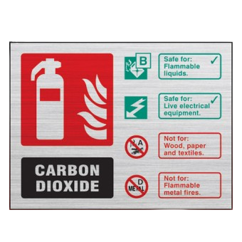 Prestige Landscape Co2 100mm x 150mm Fire Extinguisher Sign (Stainless Look)