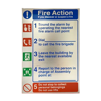 Prestige Stainless Steel Effect Fire Action Sign 2