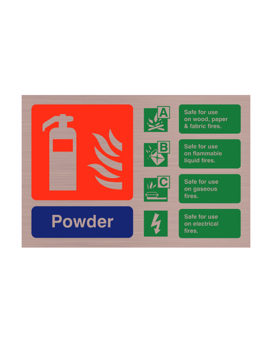 Brushed Antique Copper Landscape 100mm x 150mm ABC Dry Powder Fire Extinguisher Sign
