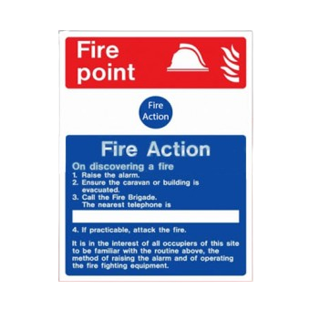 200mm X 300mm Rigid Plastic Portable Buildings & Caravan Site Fire Action Sign