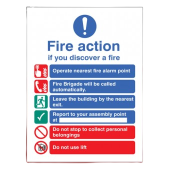 300mm X 250mm Rigid Plastic Public Fire Action Sign 4